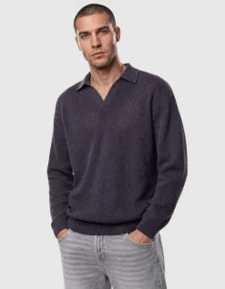 Longsleeve Knit Polo Donkerpaars
