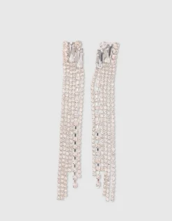 Long Strass Oorbellen Zilver