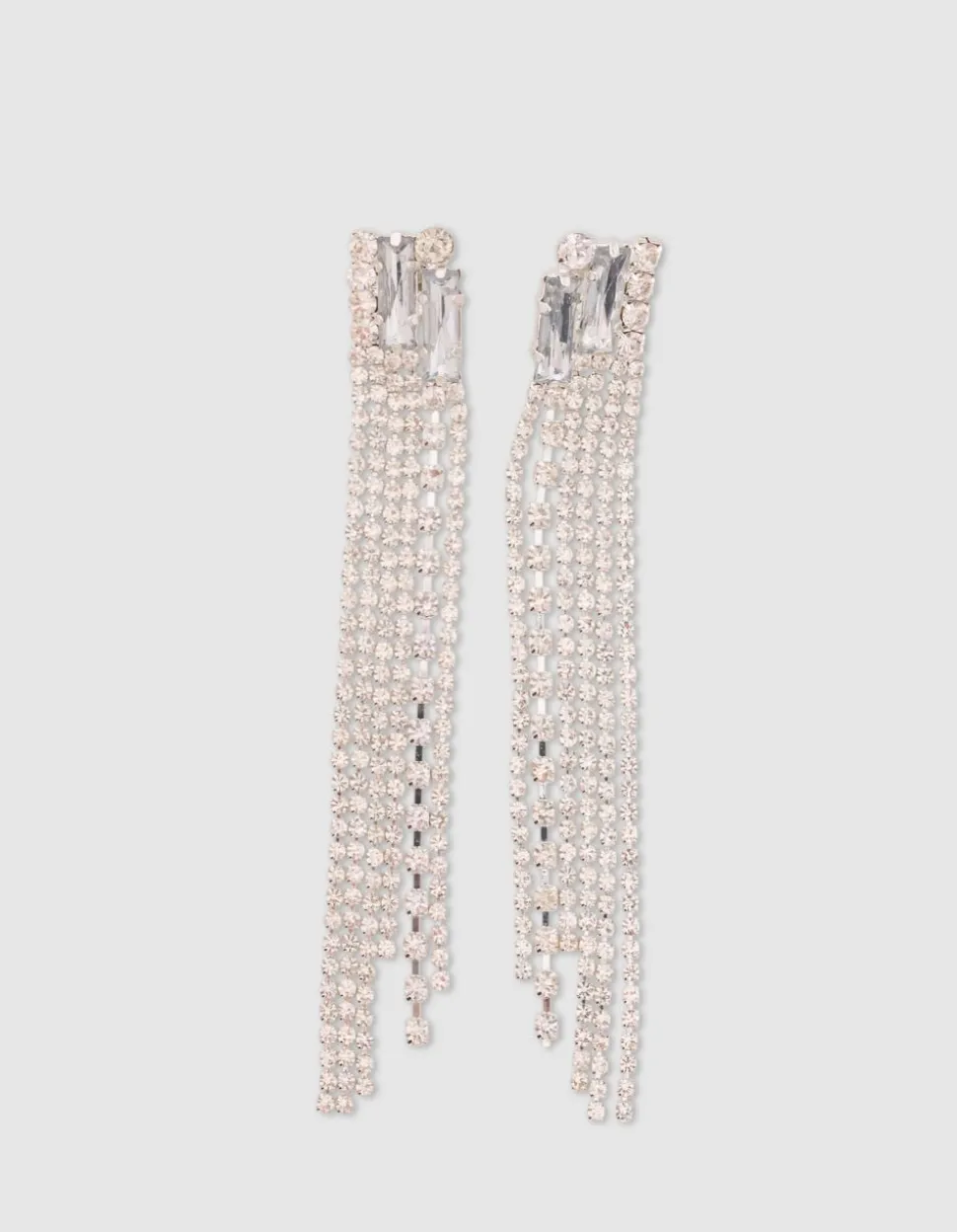 Long Strass Oorbellen Zilver