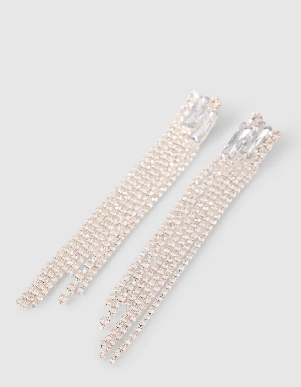 Long Strass Oorbellen Zilver