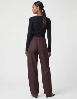 Lurex Barrel Fit Jeans Donkerbruin