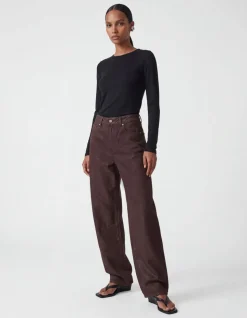 Lurex Barrel Fit Jeans Donkerbruin