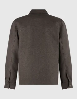 Melange Zip Overshirt Donkerbruin