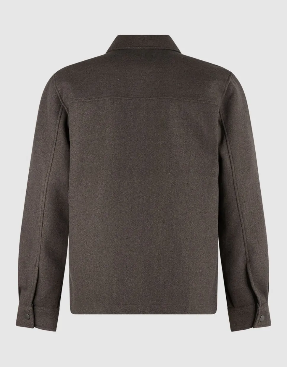 Melange Zip Overshirt Donkerbruin