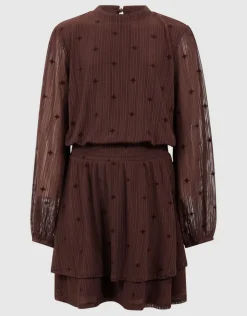 Mesh Sparkle Jurk Bruin