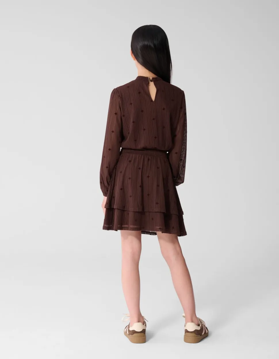 Mesh Sparkle Jurk Bruin