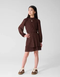 Mesh Sparkle Jurk Bruin