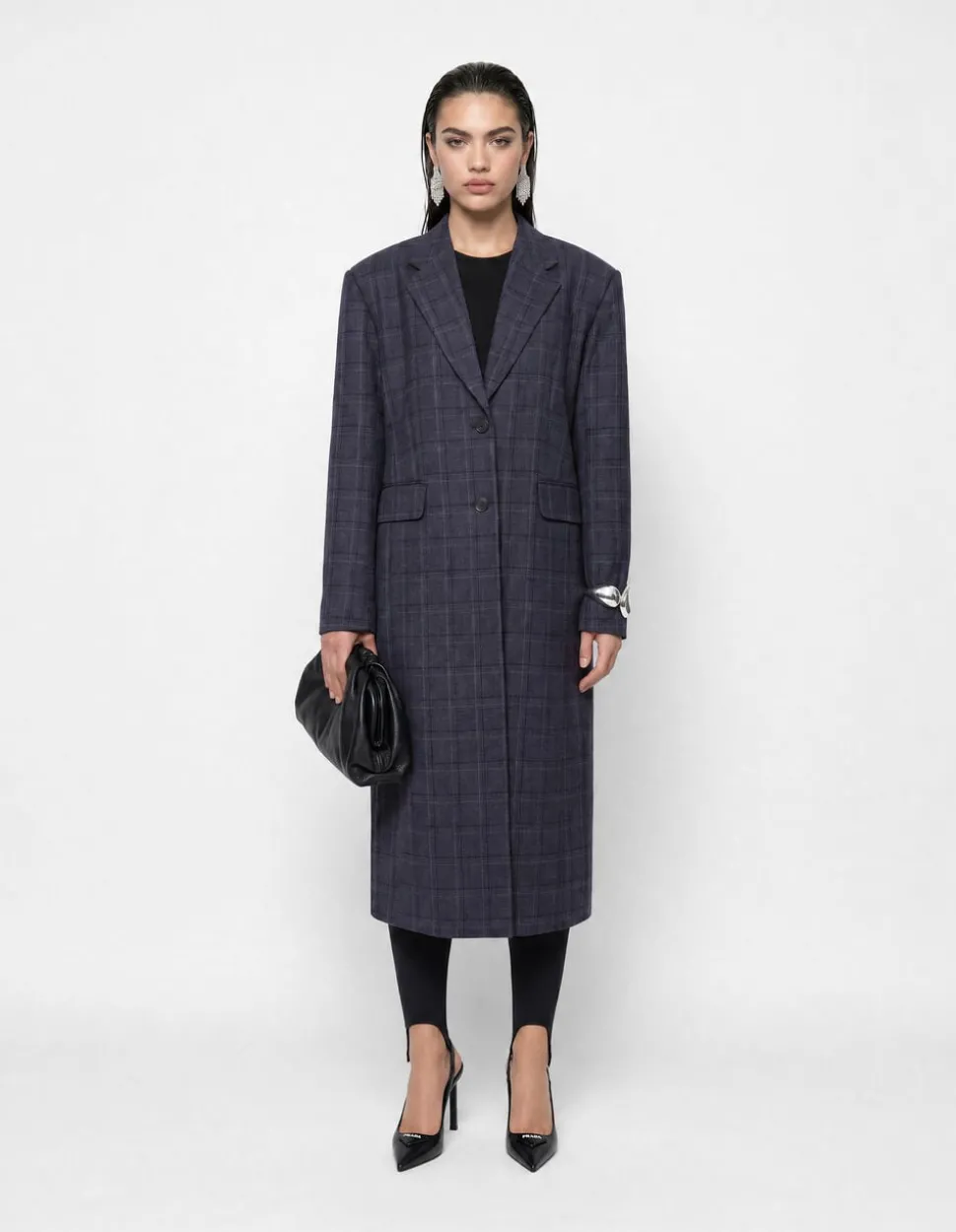 Midi Check Blazer Donkergrijs