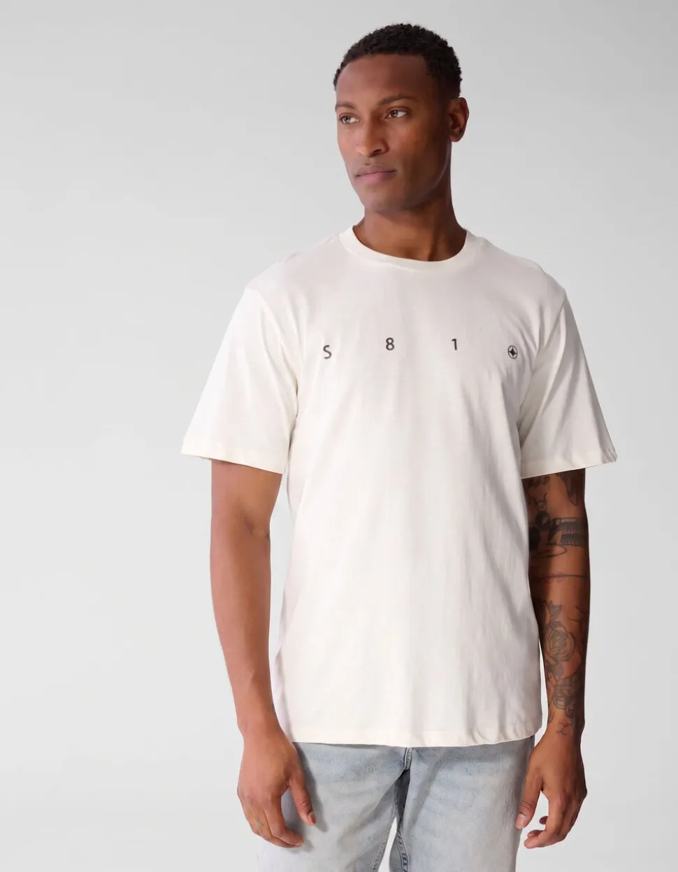 Minimal Artwork T-shirt Gebroken Wit