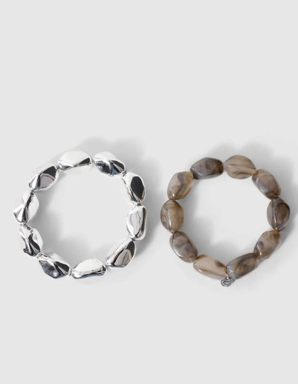Natuurlijke Kralen Armbandenset Zilver/Grijs