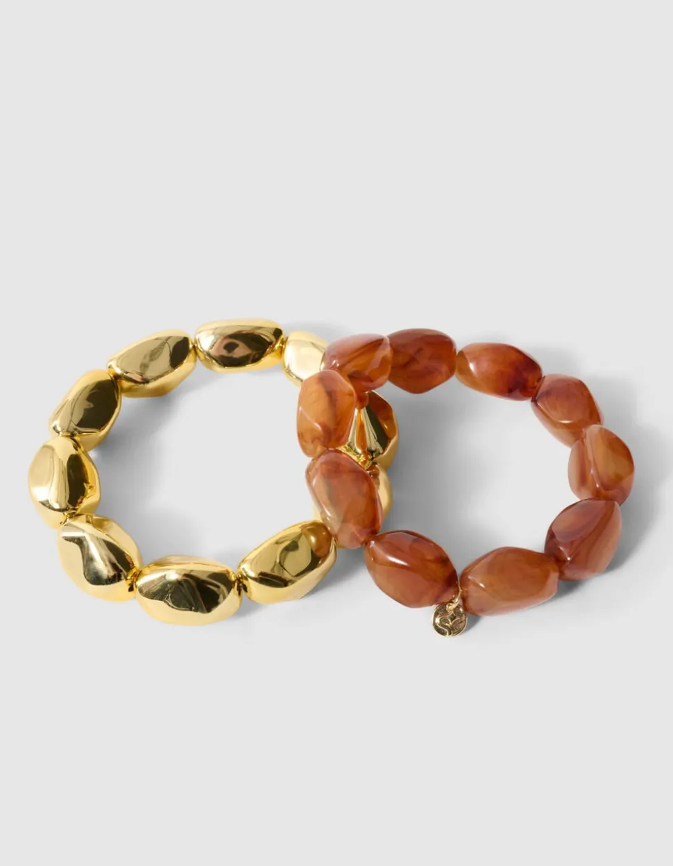 Natuurlijke Kralen Armbandenset Goud/Bruin