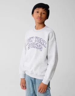 New York Artwork Sweater Lichtgrijs