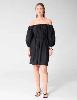 Off Shoulder Mini Jurk Zwart