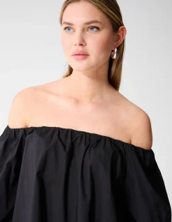 Off Shoulder Mini Jurk Zwart
