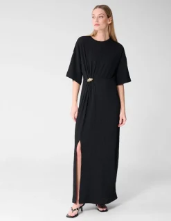 Organic Crinkle Maxi Jurk Zwart
