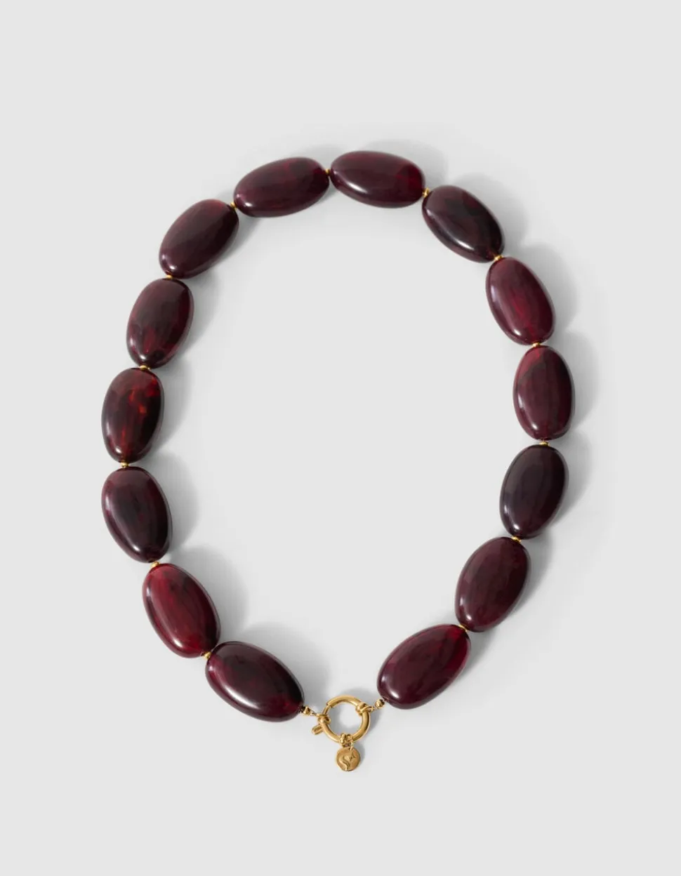 Ovale Stenen Ketting Donkerrood