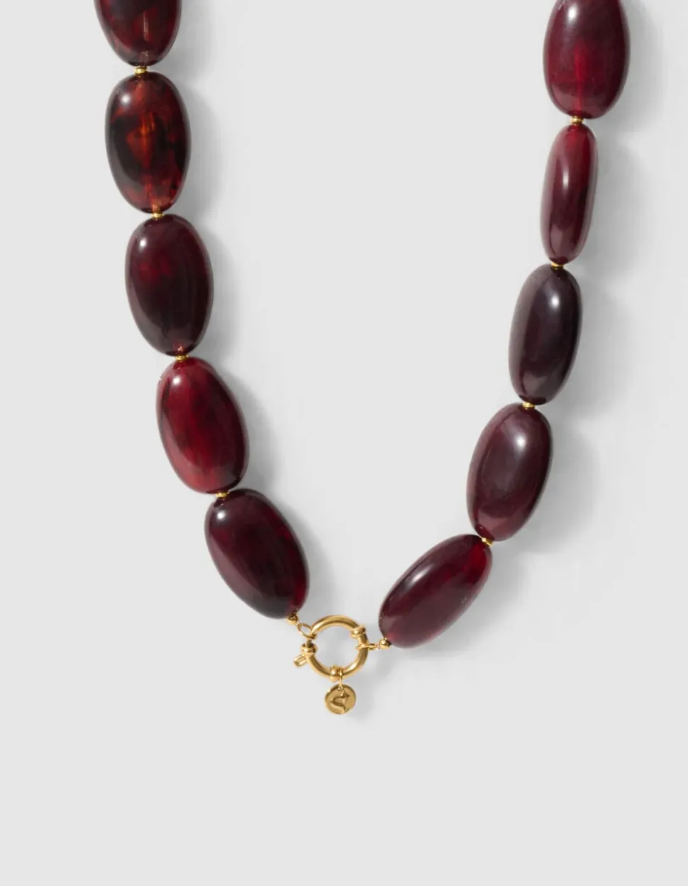 Ovale Stenen Ketting Donkerrood