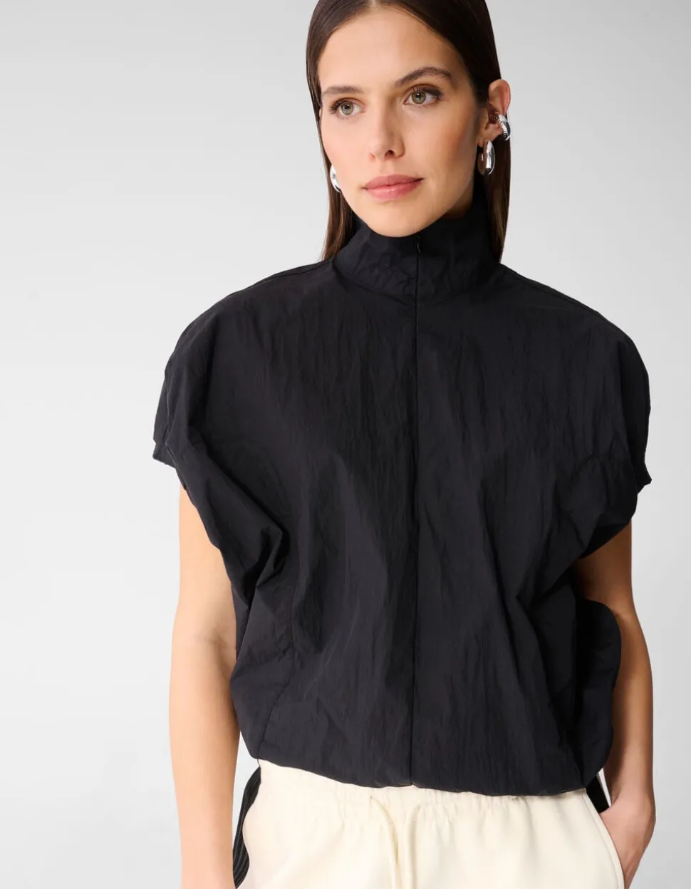 Oversized Balloon Fit Blouse Zwart