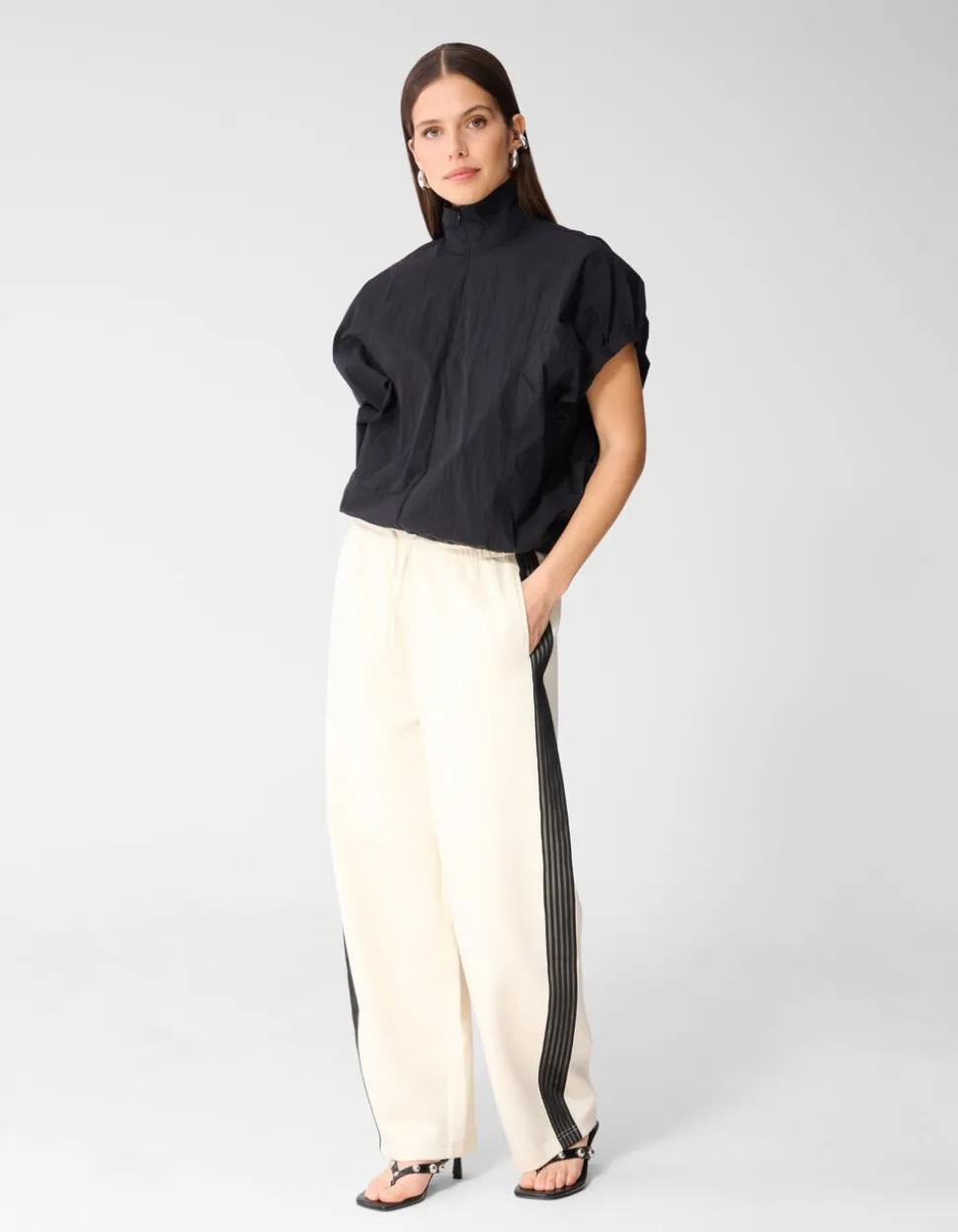Oversized Balloon Fit Blouse Zwart