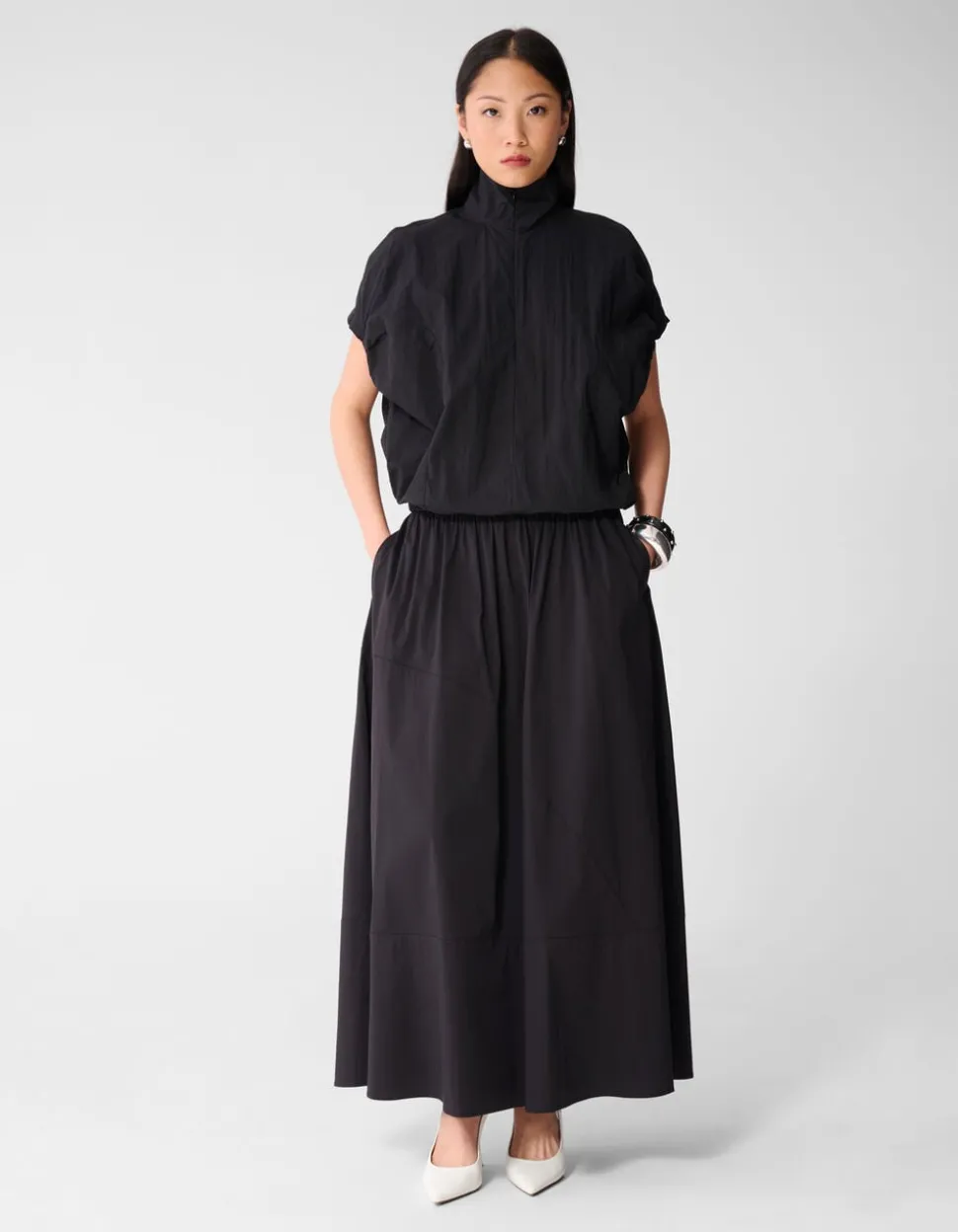 Oversized Balloon Fit Blouse Zwart