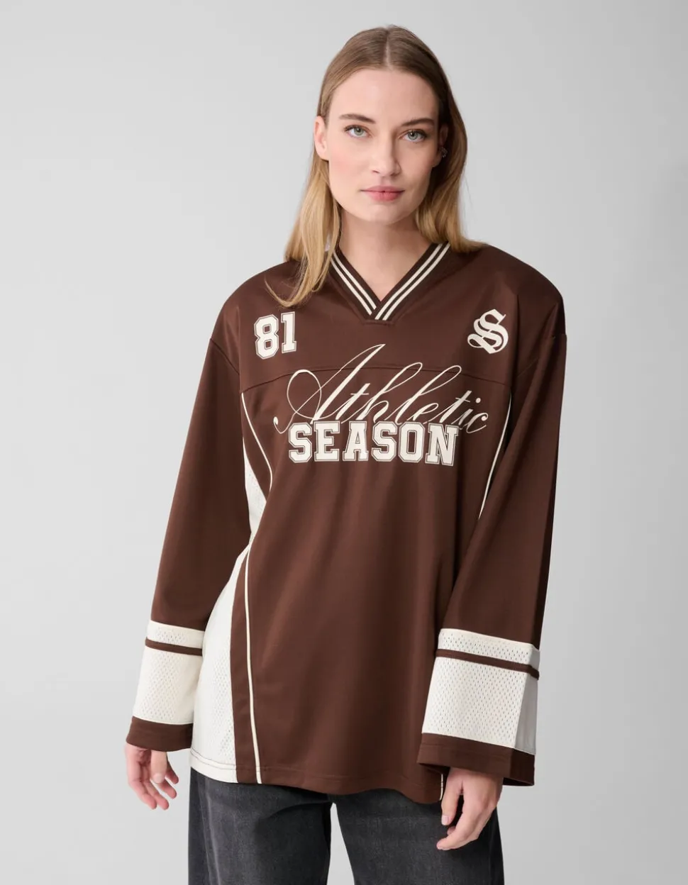 Oversized Baseball Longsleeve Top Bruin