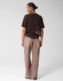 Oversized Basis T-shirt Donkerbruin