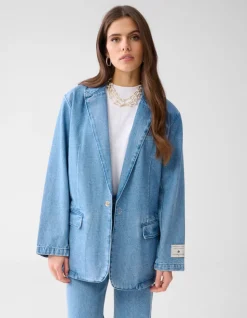 Oversized Denim Blazer Mediumstone