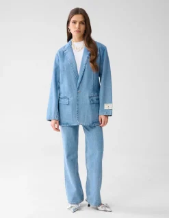 Oversized Denim Blazer Mediumstone
