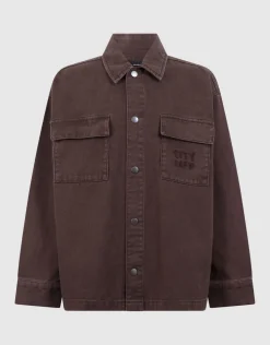 Oversized Denim Overshirt Donkerbruin