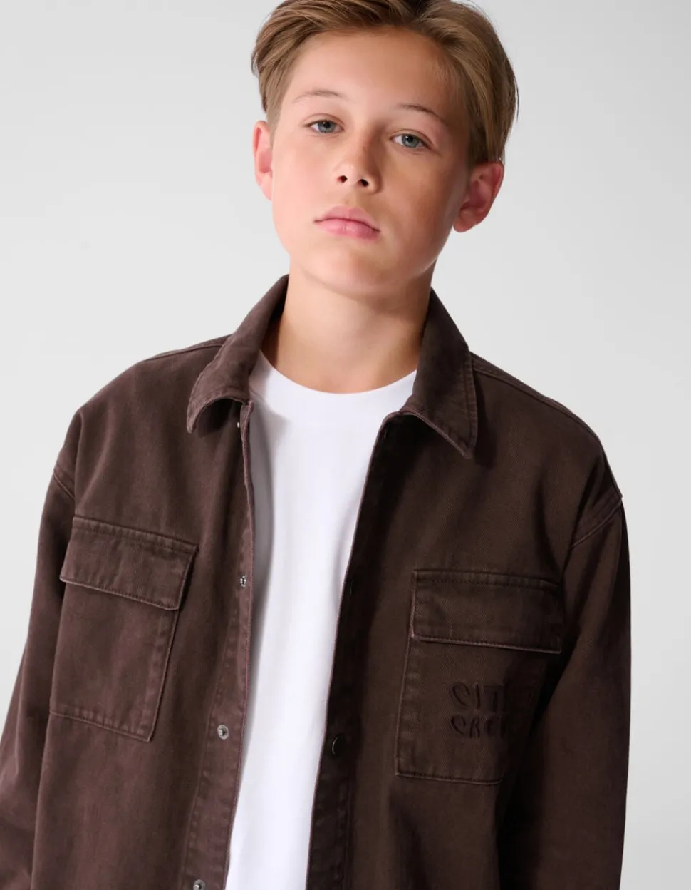 Oversized Denim Overshirt Donkerbruin