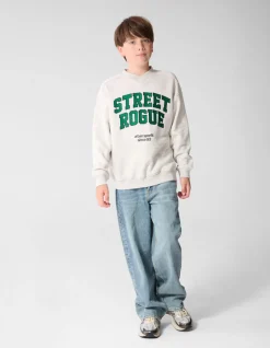 Oversized Fit Artwork Sweater Lichtgrijs