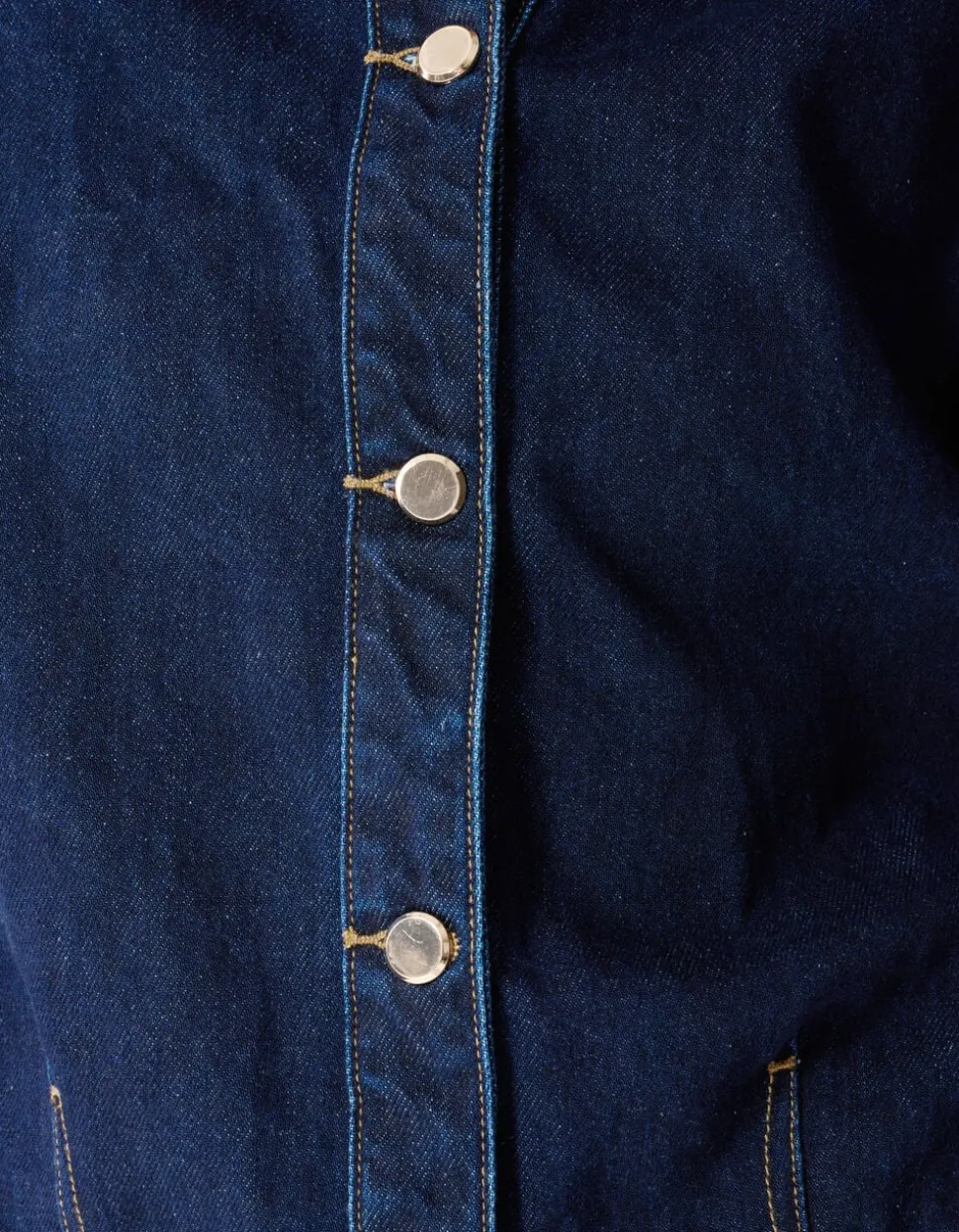 Oversized Fit Denim Blouse Donkerblauw