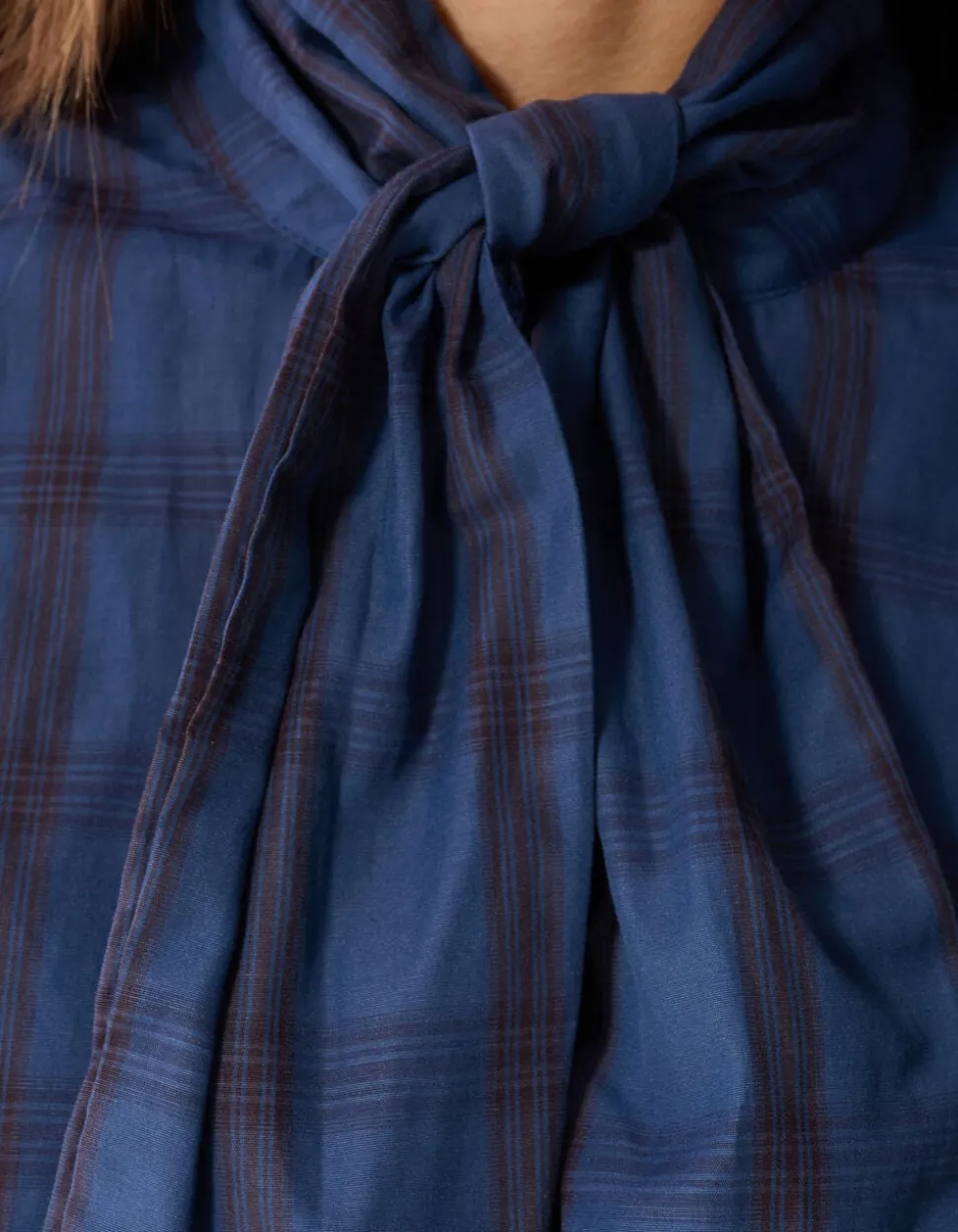 Oversized Fit Scarf Blouse Blauw