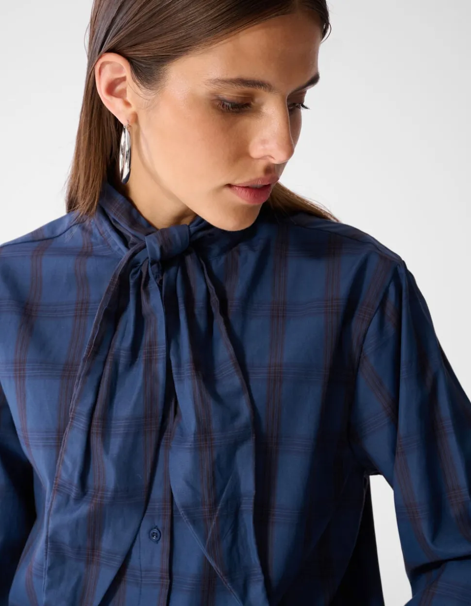 Oversized Fit Scarf Blouse Blauw