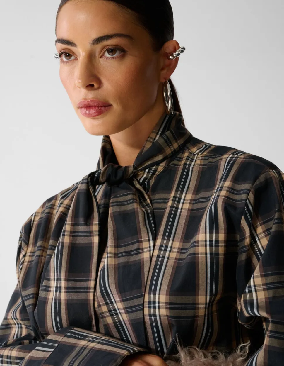 Oversized Fit Scarf Blouse Bruin