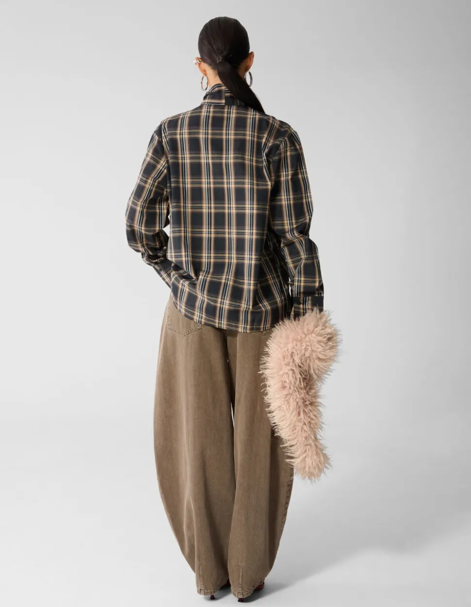 Oversized Fit Scarf Blouse Bruin