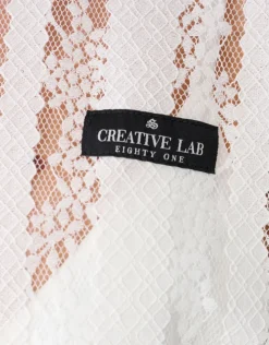 Oversized Kanten Label T-shirt Wit