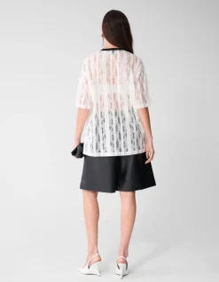 Oversized Kanten Label T-shirt Wit