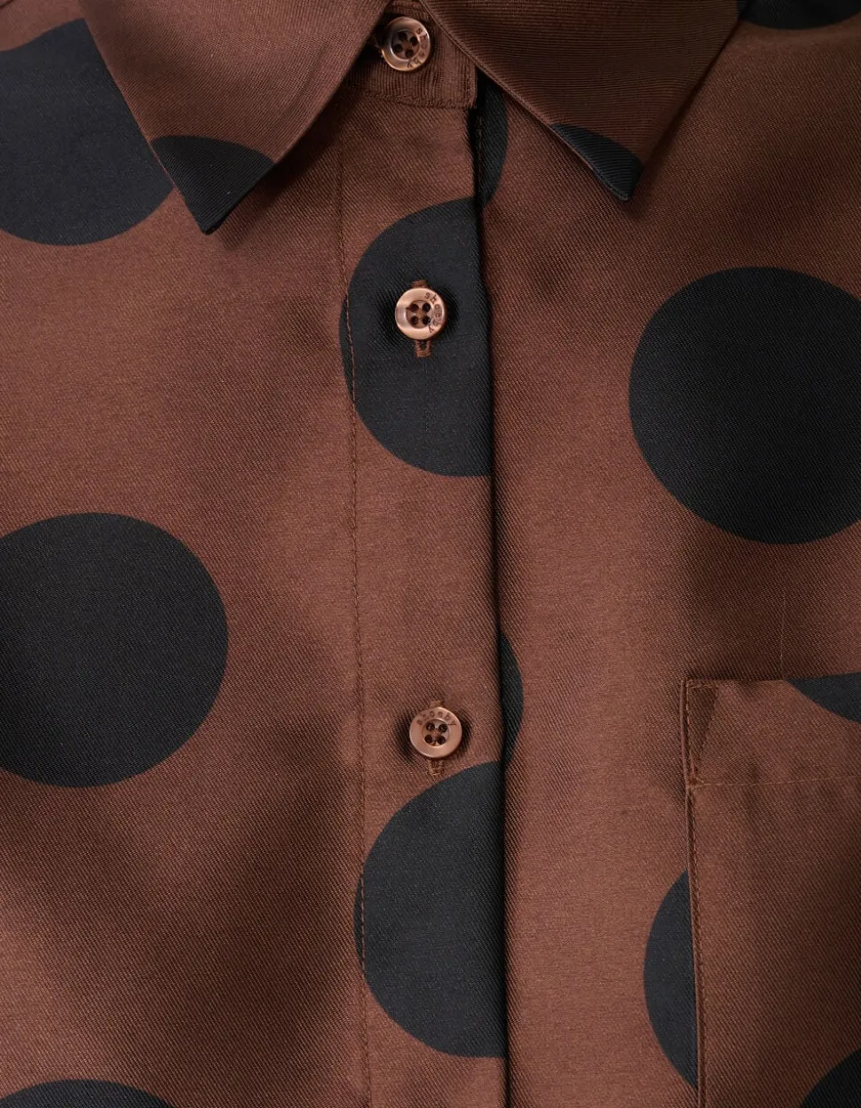 Oversized Kanten Polkadot Blouse Bruin