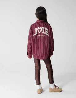Oversized Lace Pinstripe Blouse Donkerrood