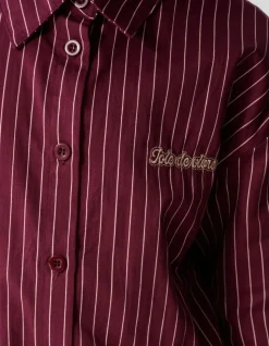 Oversized Lace Pinstripe Blouse Donkerrood