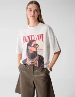 Oversized Magazine Artwork T-shirt Lichtgrijs