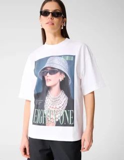 Oversized Pearl Magazine T-shirt Wit