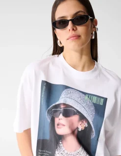 Oversized Pearl Magazine T-shirt Wit