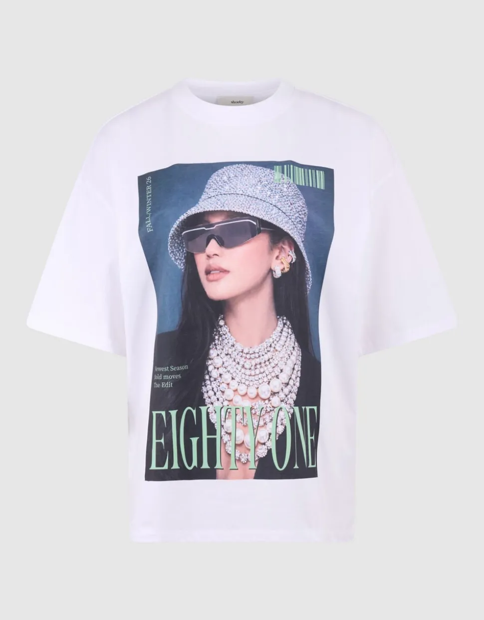 Oversized Pearl Magazine T-shirt Wit