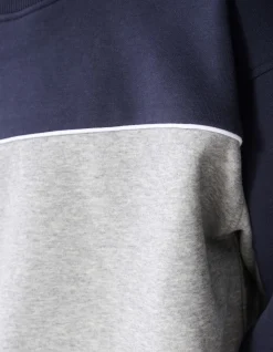 Oversized Piping Sweater Grijs/Donkerblauw