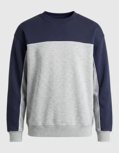 Oversized Piping Sweater Grijs/Donkerblauw