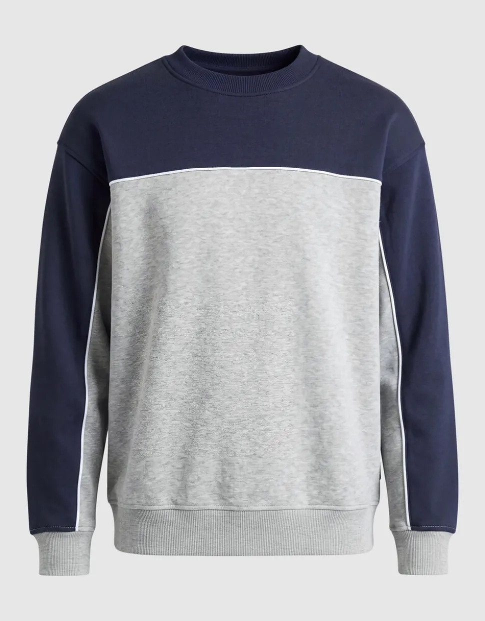 Oversized Piping Sweater Grijs/Donkerblauw