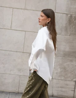 Oversized Ring Cuff Blouse Wit