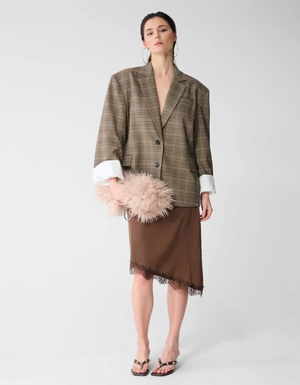 Oversized Ruiten Blazer Bruin